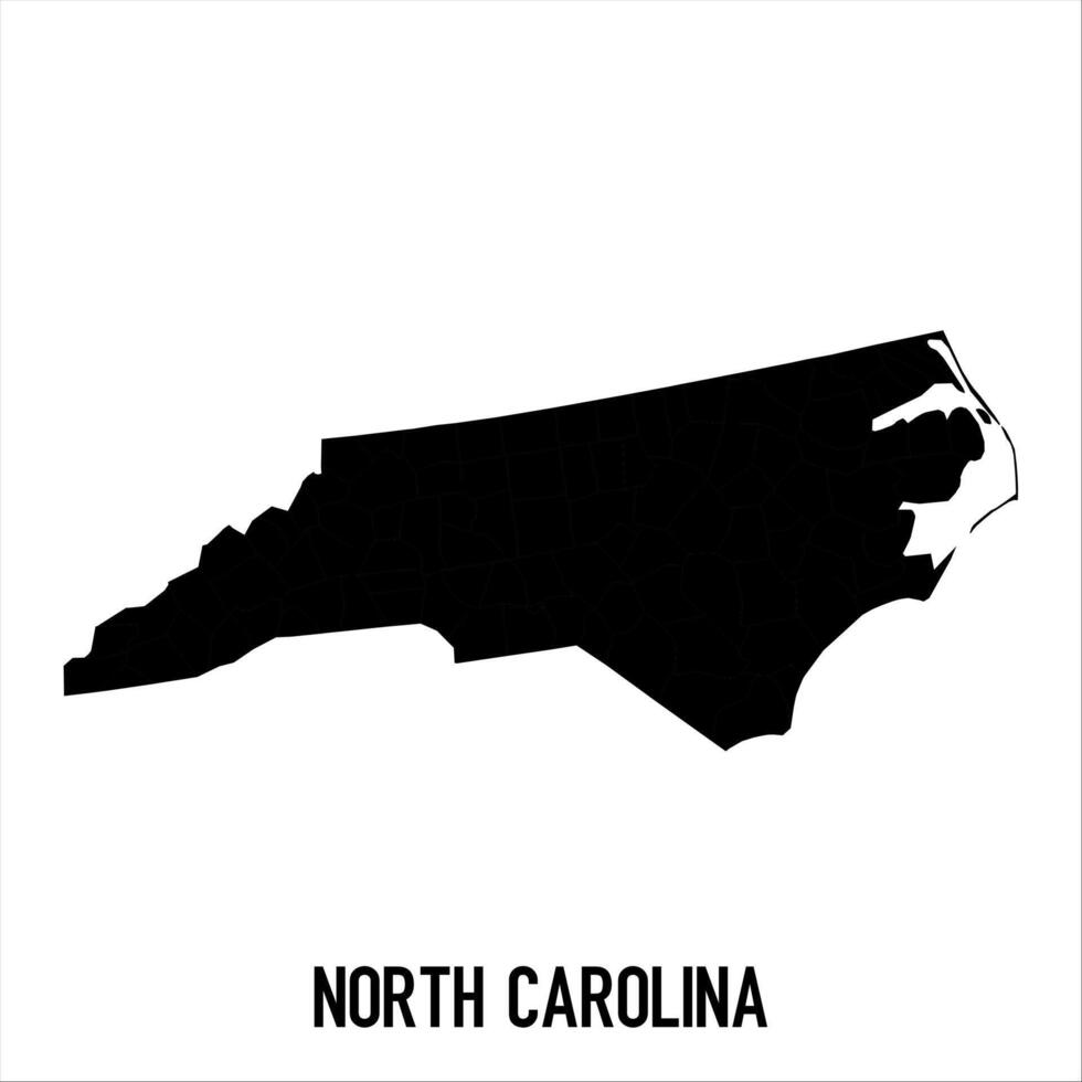 North Carolina Map - black World Map International template with High detailed isolated on white background vector