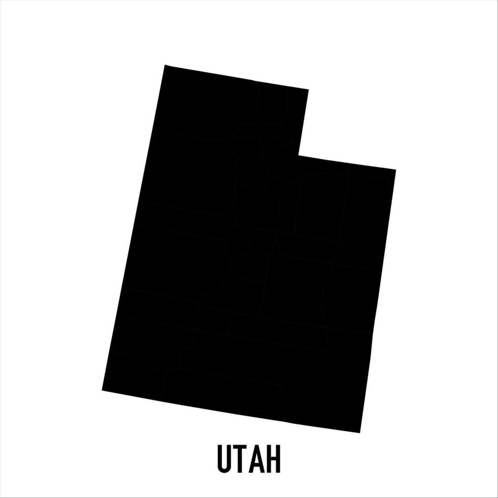 Utah Map - black World Map International template with High detailed isolated on white background vector