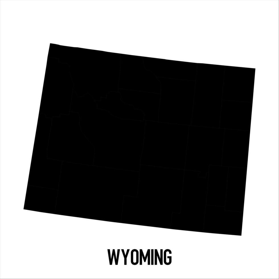 Wyoming Map - black World Map International template with High detailed isolated on white background vector