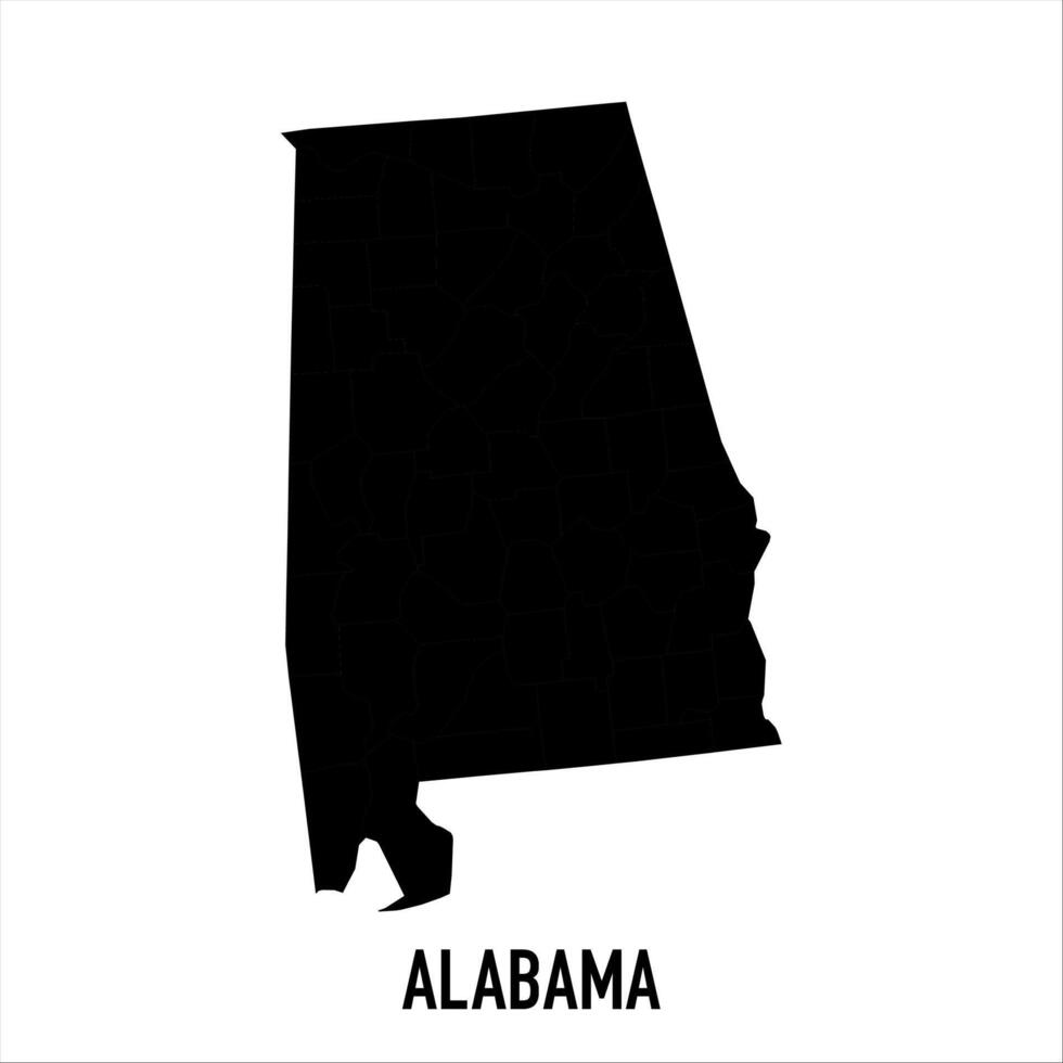Alabama Map - black World Map International template with High detailed isolated on white background vector