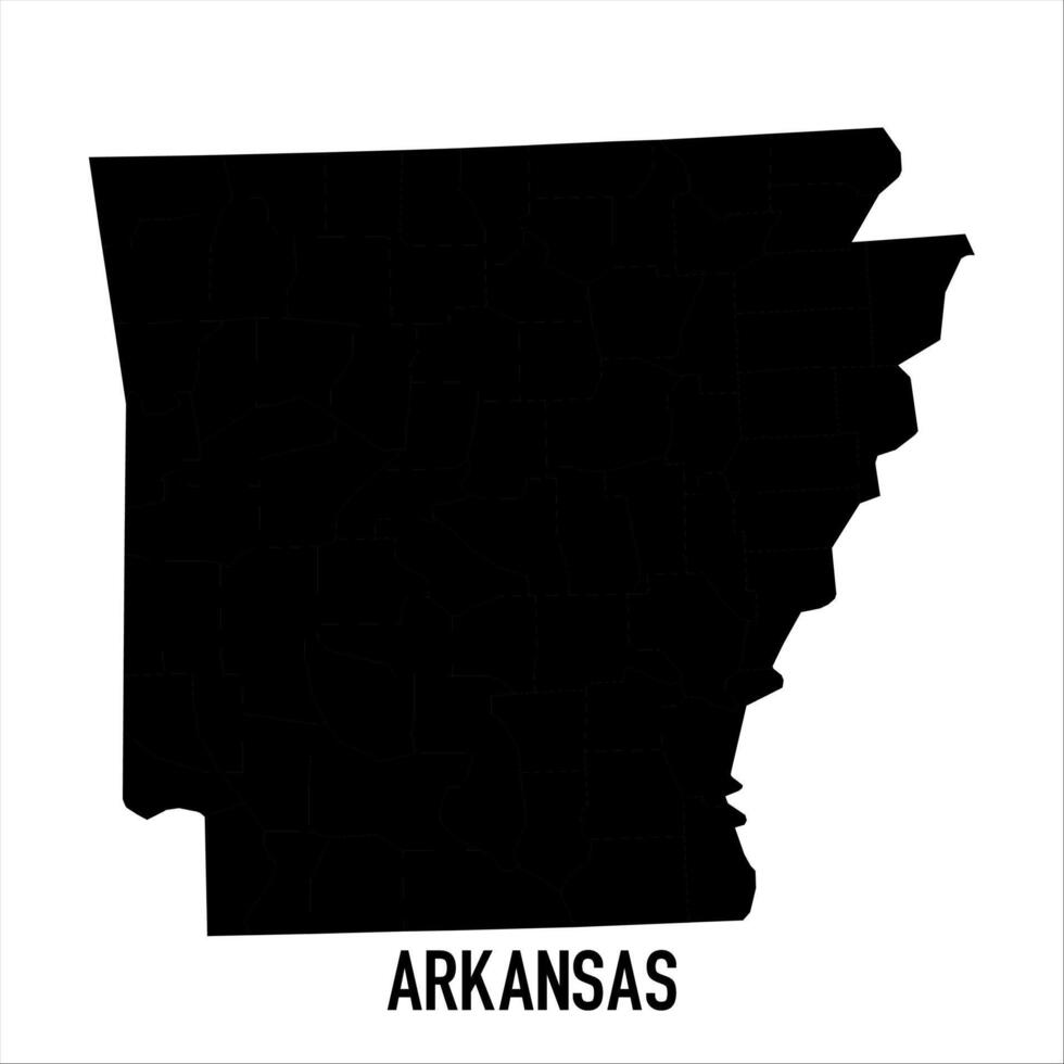 Arkansas Map - black World Map International template with High detailed isolated on white background vector