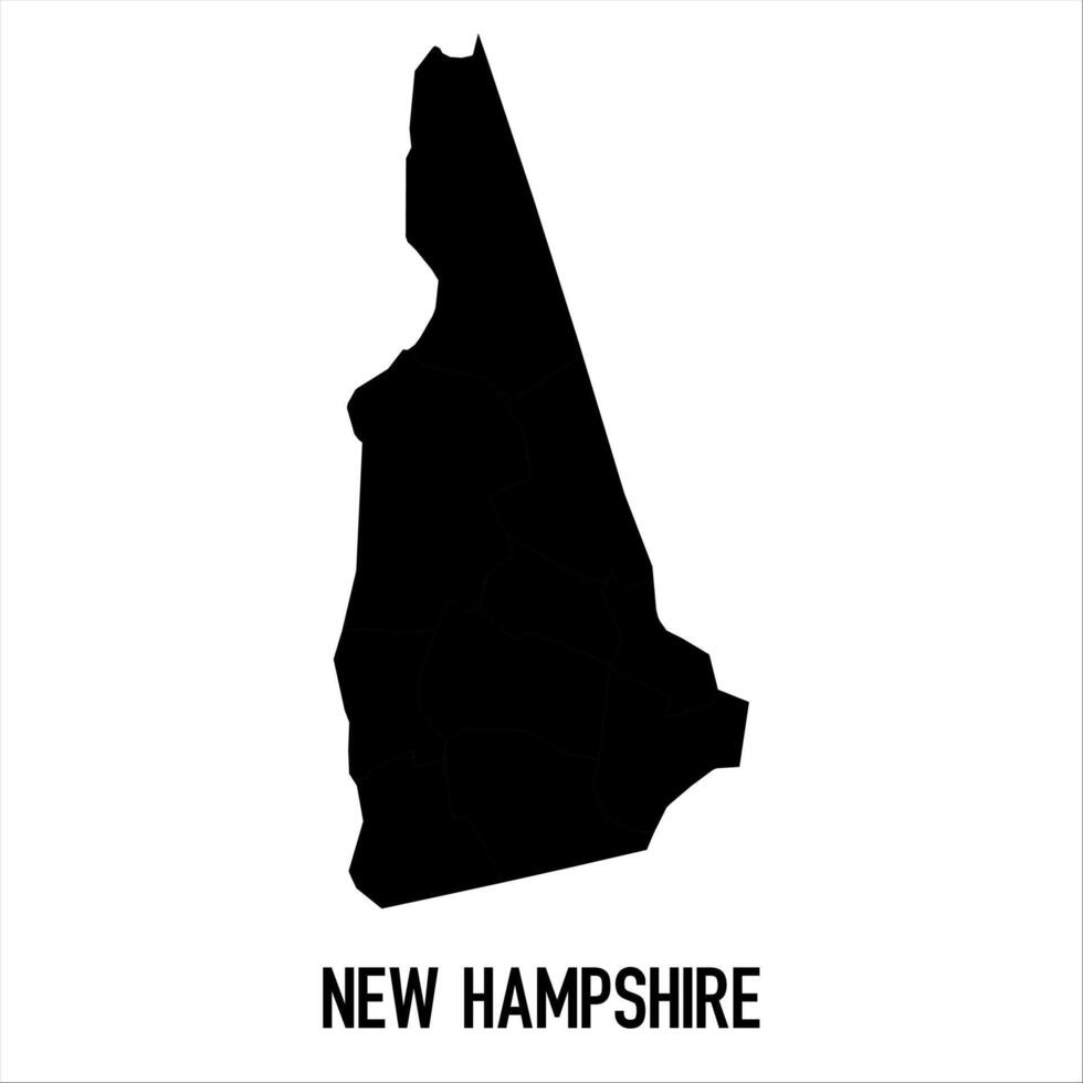 New Hampshire Map - black World Map International template with High detailed isolated on white background vector
