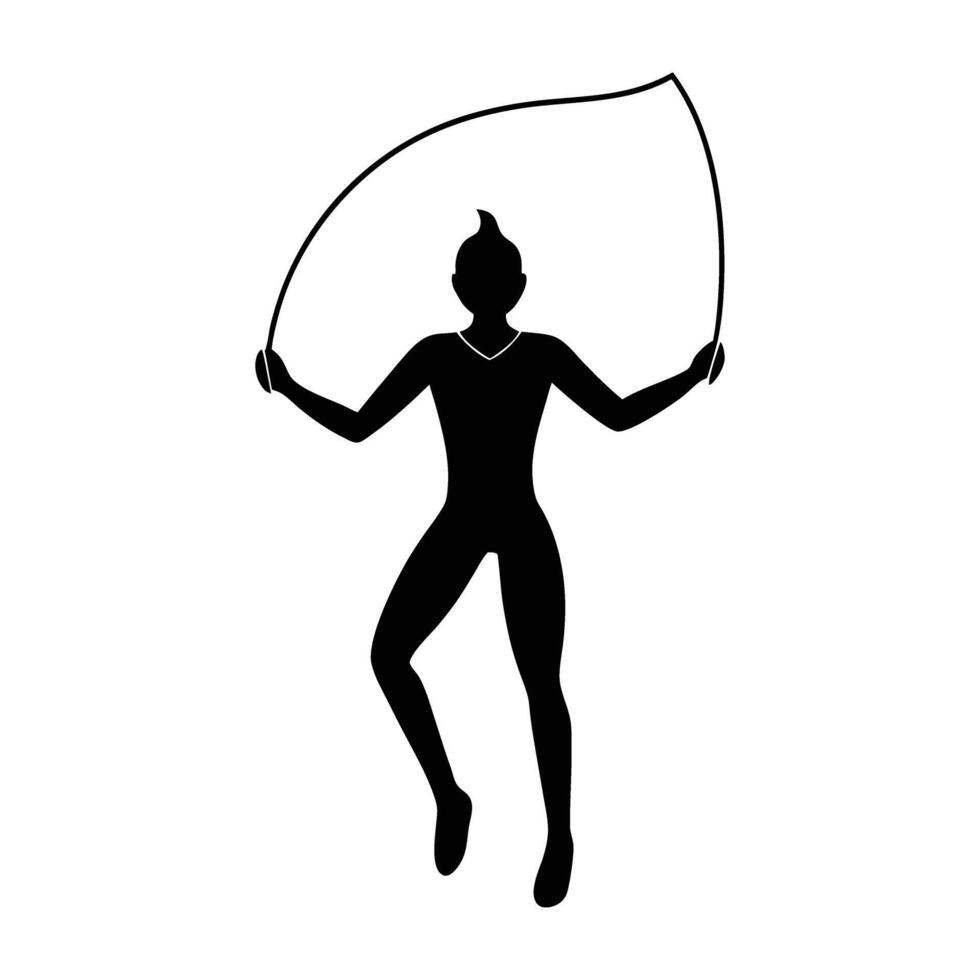 Energetic individual joyfully jumping rope with impressive speed and endurance silhouette vector