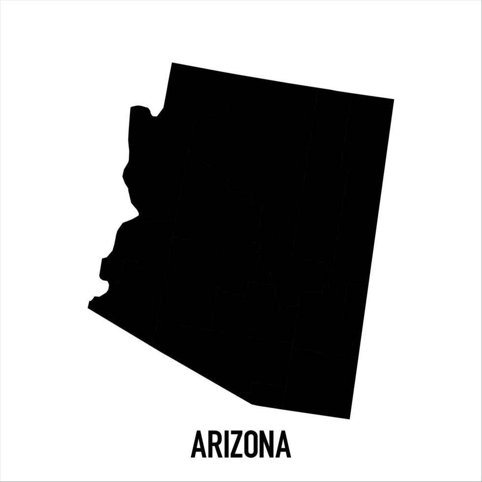Arizona Map - black World Map International template with High detailed isolated on white background vector