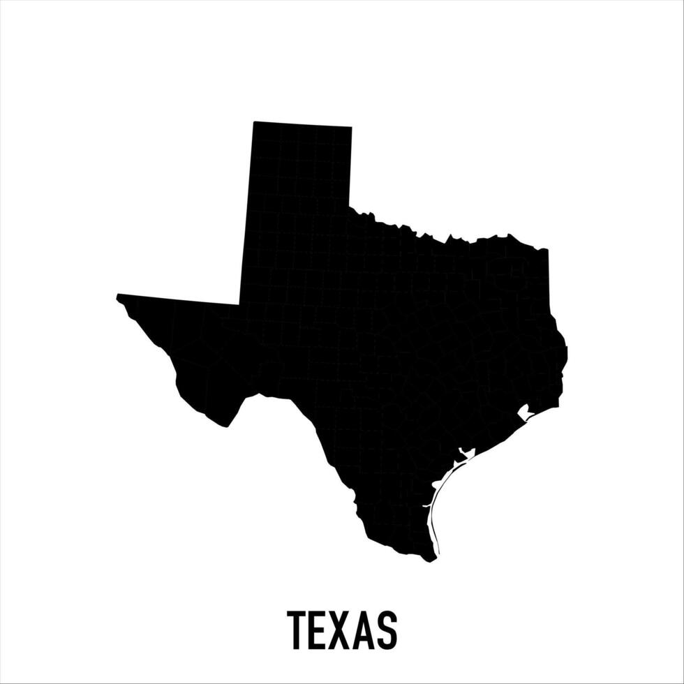 Texas Map - black World Map International template with High detailed isolated on white background vector