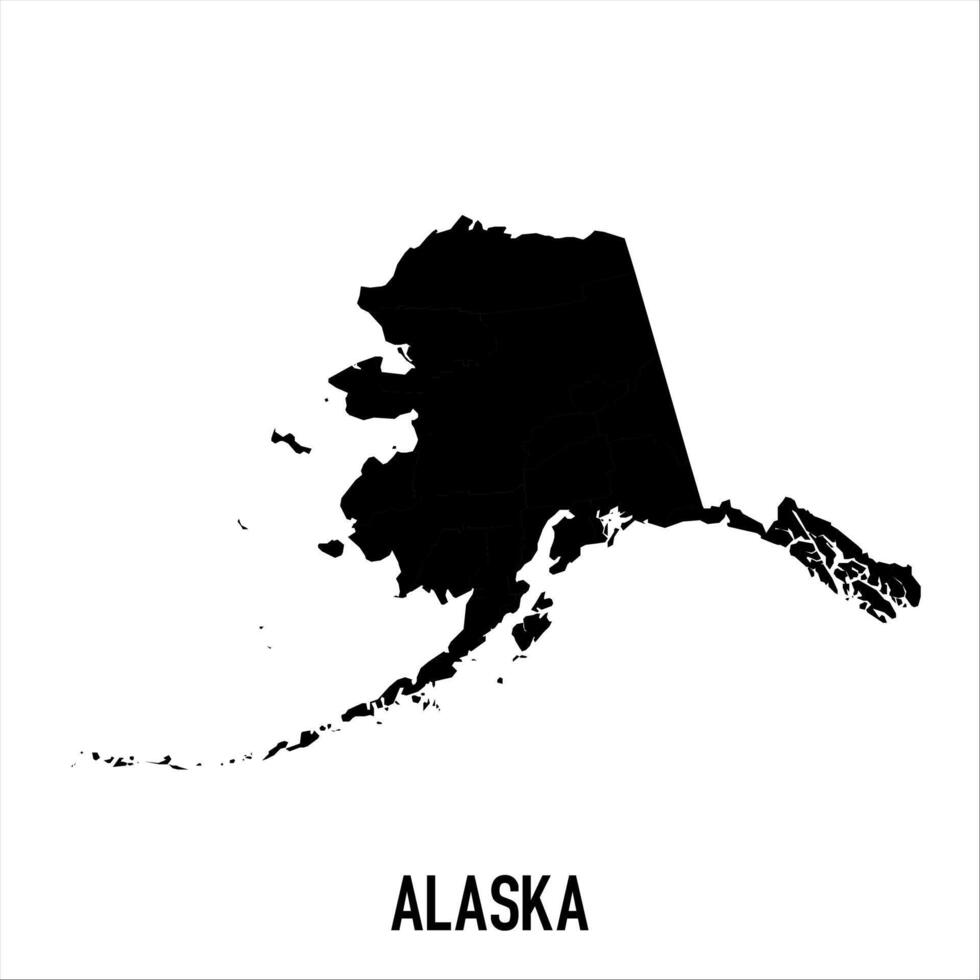 Alaska Map - black World Map International template with High detailed isolated on white background vector