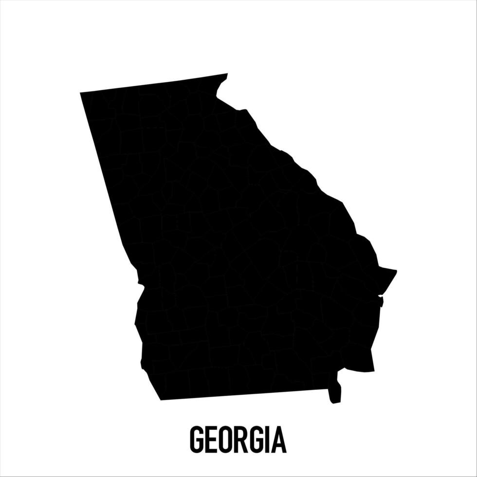 Georgia Map Black - black World Map International template with High detailed isolated on white background vector