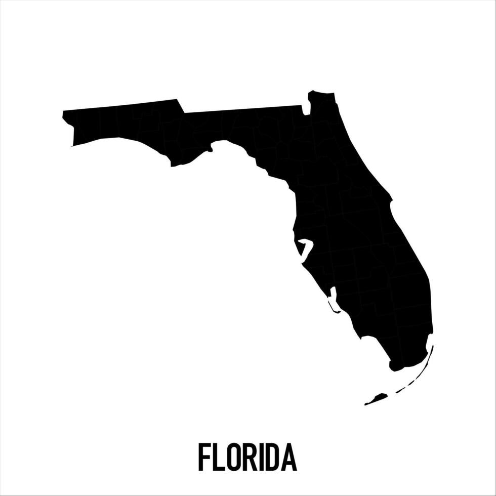 Florida Map - black World Map International template with High detailed isolated on white background vector