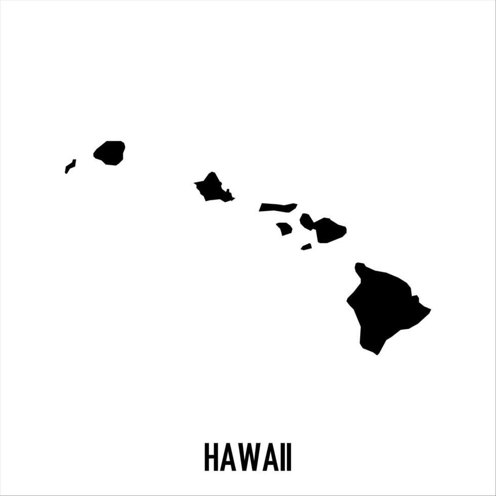 Hawaii Map - black World Map International template with High detailed isolated on white background vector