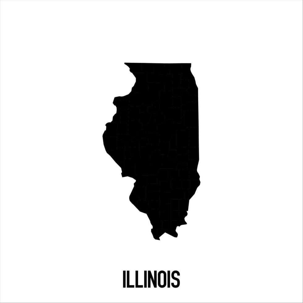 Illinois Map - black World Map International template with High detailed isolated on white background vector