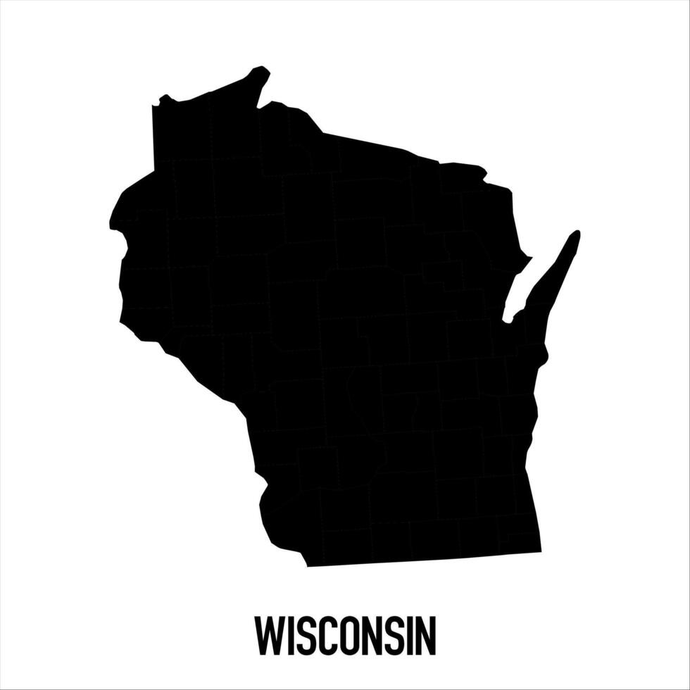 Wisconsin Map - black World Map International template with High detailed isolated on white background vector