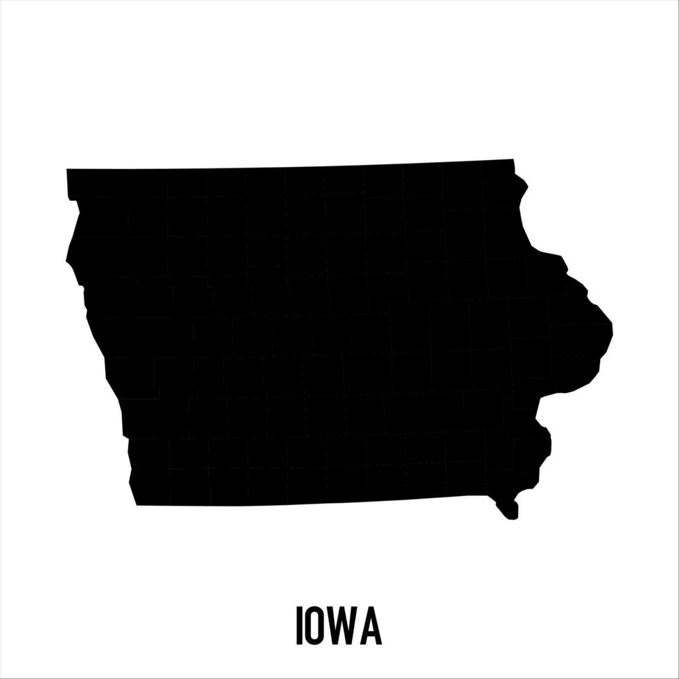 Iowa Map - black World Map International template with High detailed isolated on white background vector
