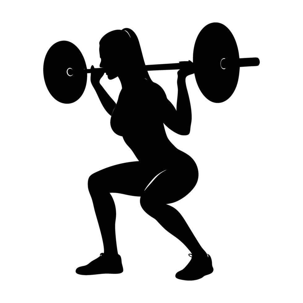 A dedicated female lifter demonstrating a front squat for strength training vector