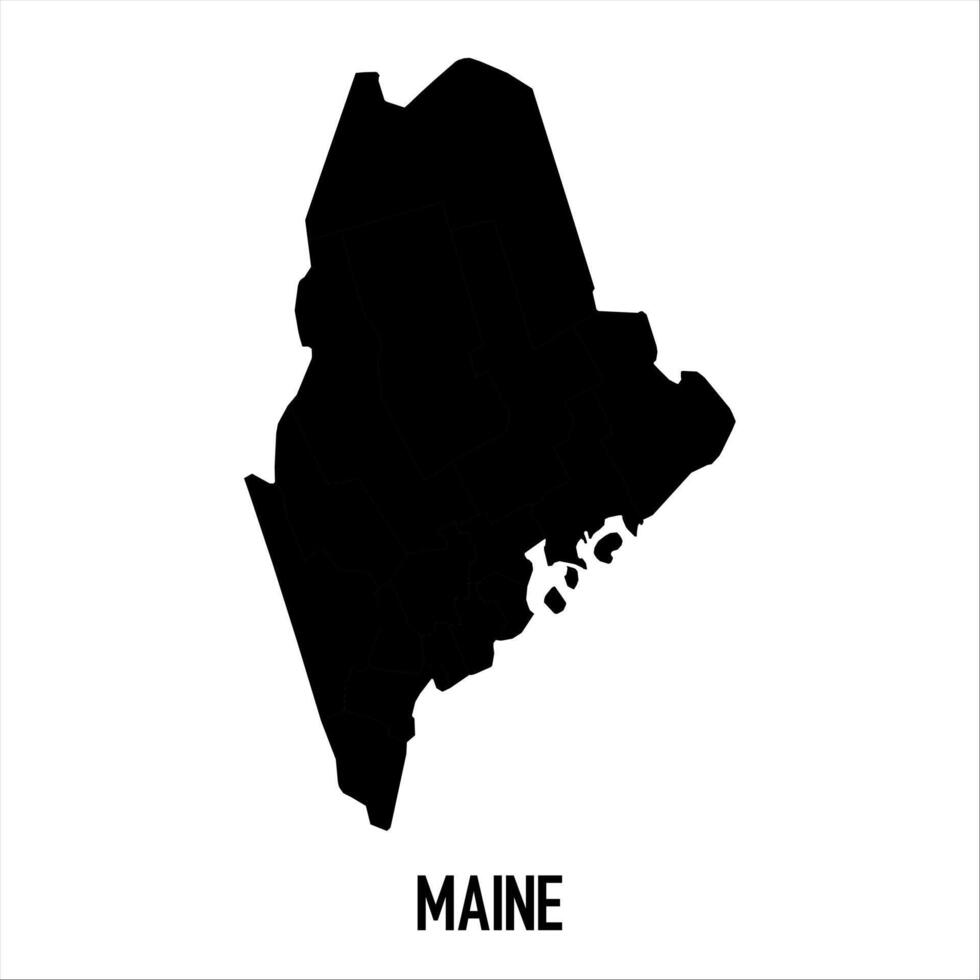 Maine Map - black World Map International template with High detailed isolated on white background vector