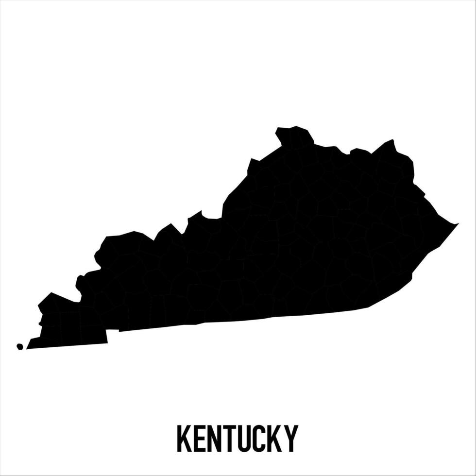 Kentucky Map - black World Map International template with High detailed isolated on white background vector
