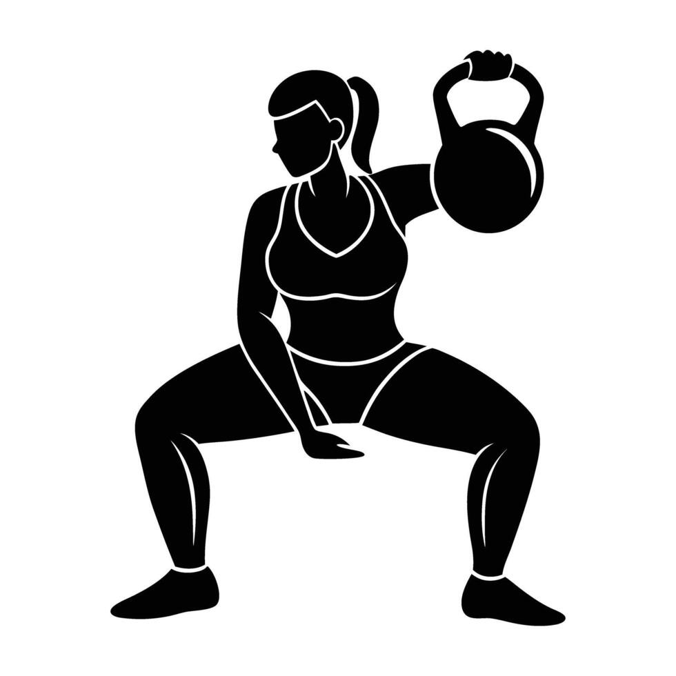 A powerful female athlete executing a focused sumo squat for strength vector
