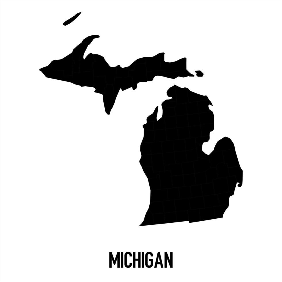 Michigan Map - black World Map International template with High detailed isolated on white background vector