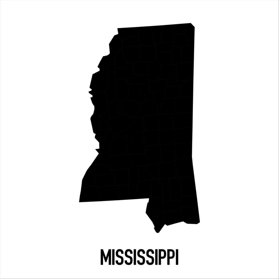 Mississippi Map - black World Map International template with High detailed isolated on white background vector