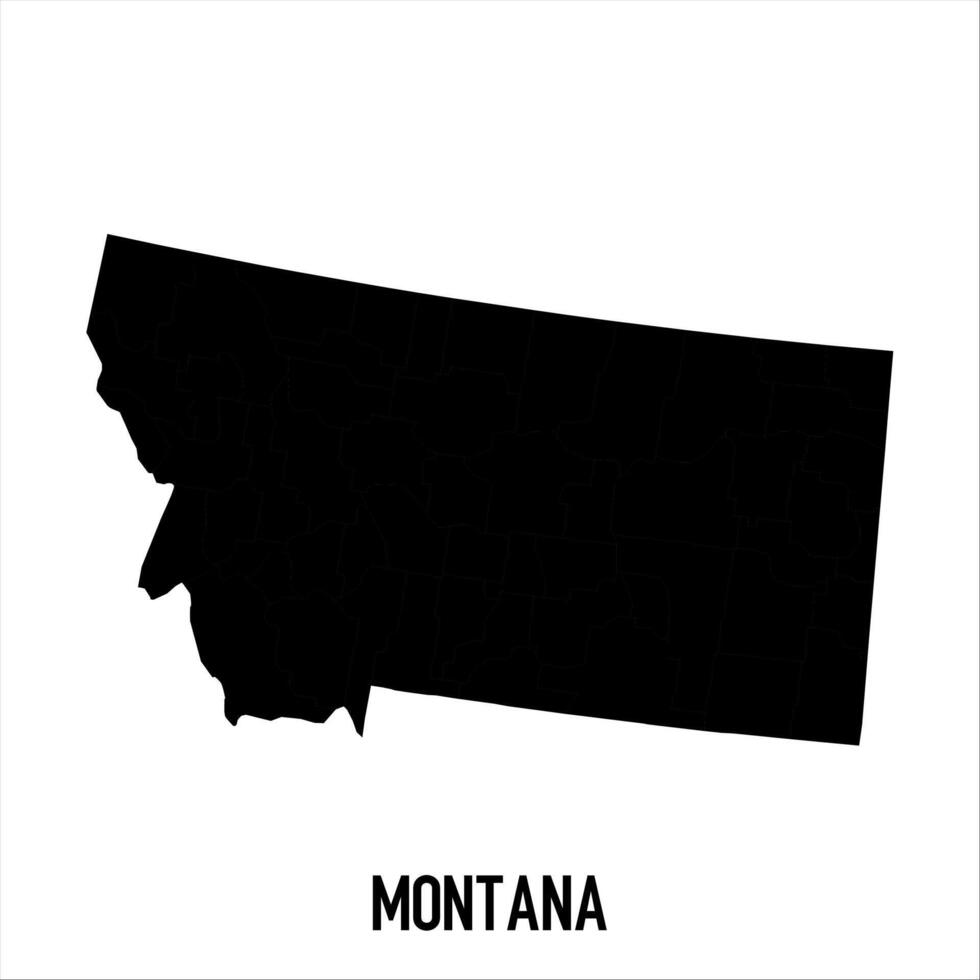 Montana Map - black World Map International template with High detailed isolated on white background vector