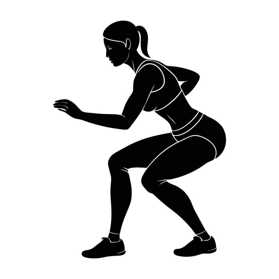 A determined female athlete executing a precise single leg balance exercise vector