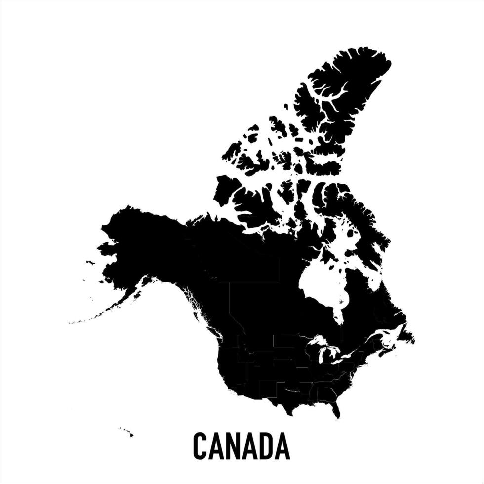 Canada Map Black - black World Map International template with High detailed isolated on white background vector
