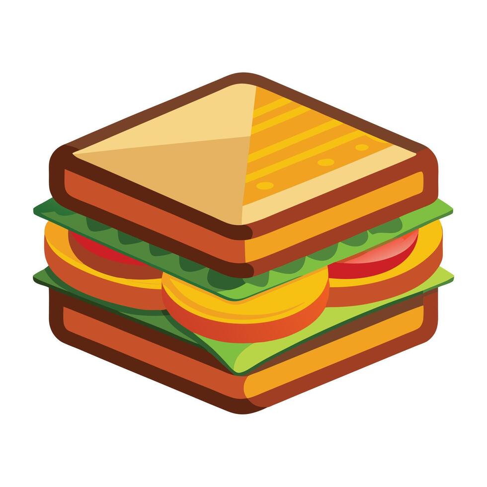 Modern Stylized Sandwich Icon with Layers and Isolated Background vector