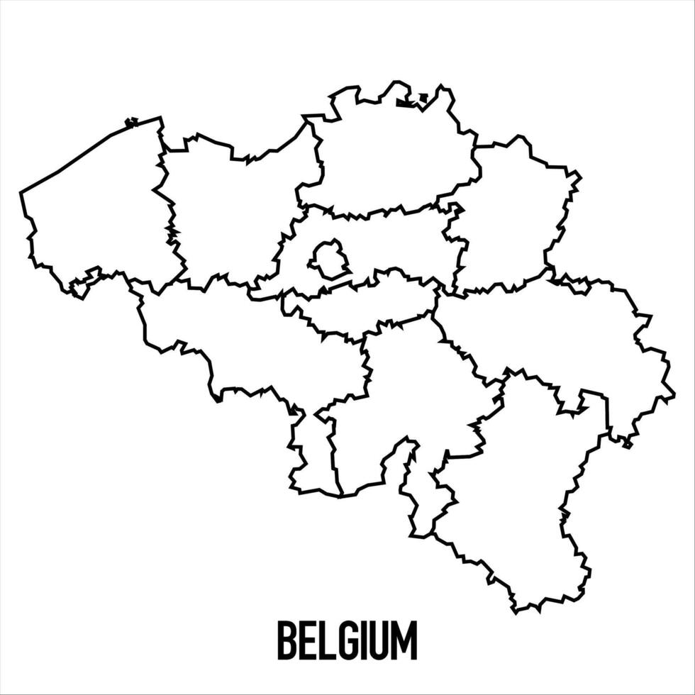 Belgium - solid black outline border map of country area. Simple flat illustration vector