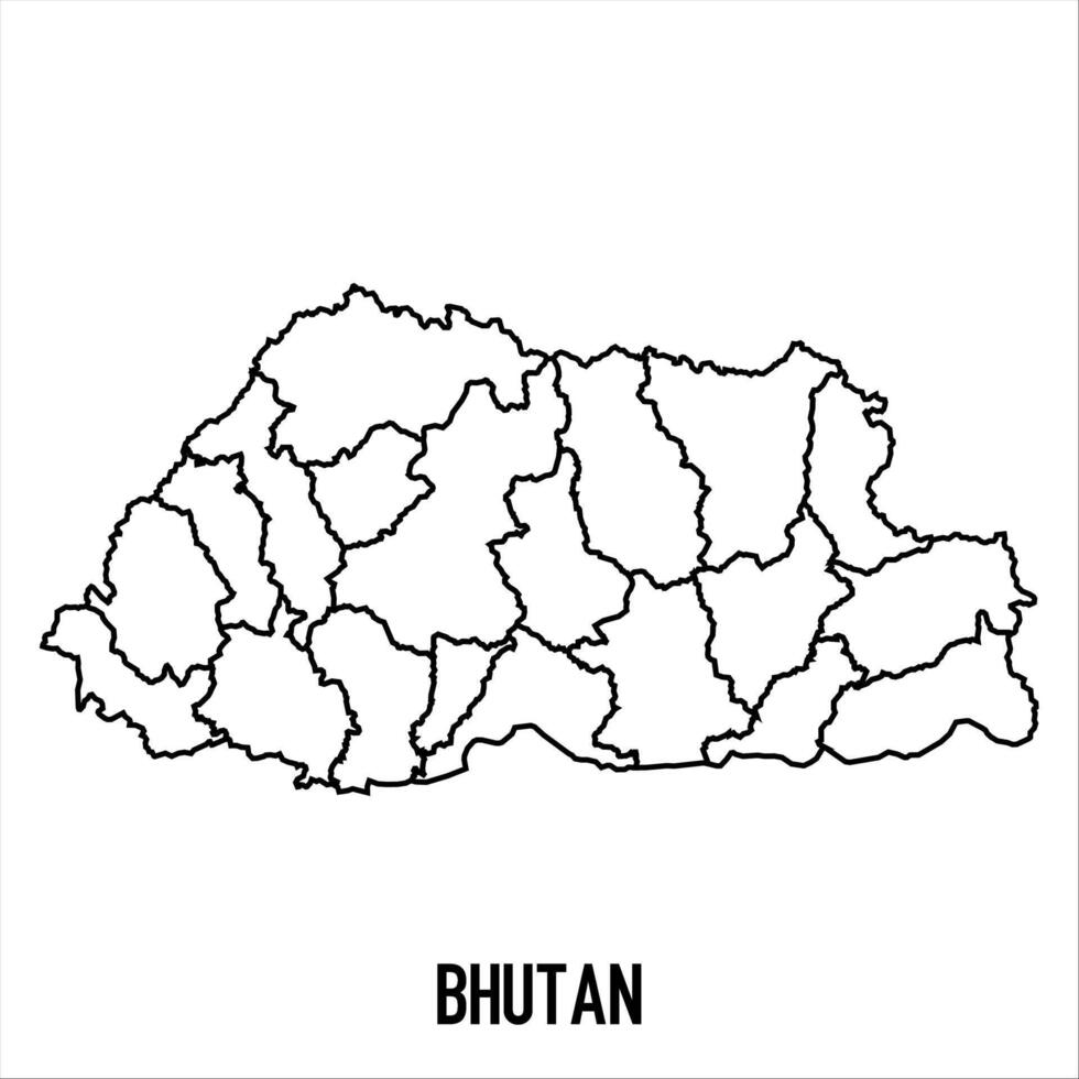 Bhutan - solid black outline border map of country area. Simple flat illustration vector