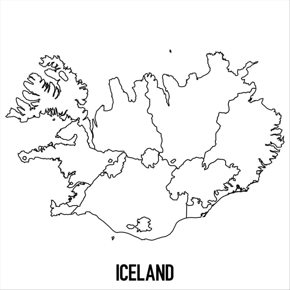 Iceland - solid black outline border map of country area. Simple flat illustration vector