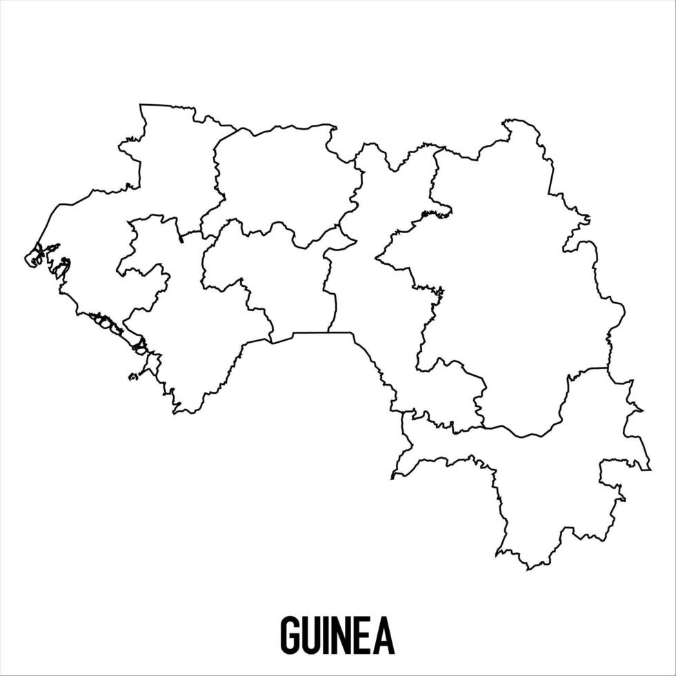 Guinea - solid black outline border map of country area. Simple flat illustration vector