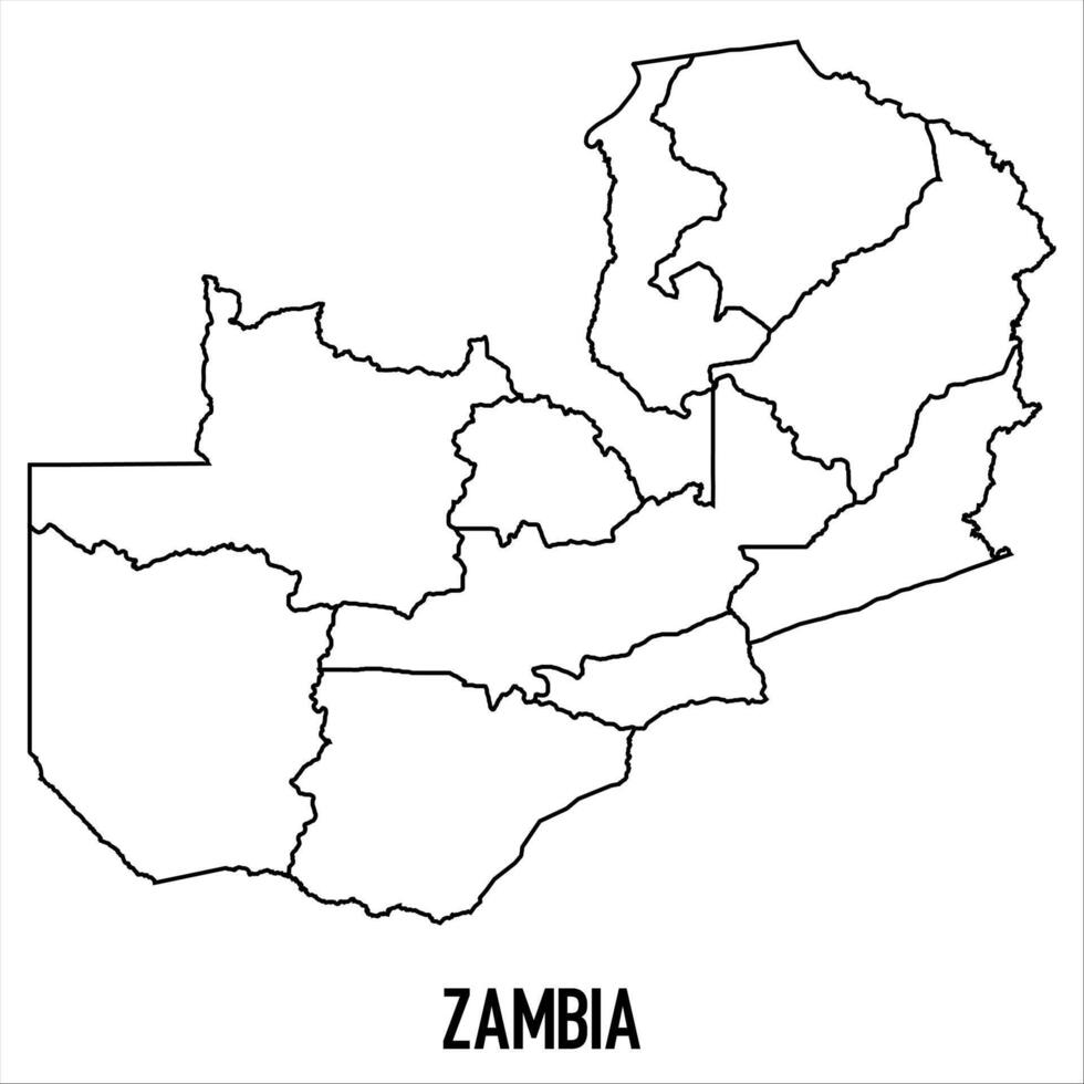 Zambia - solid black outline border map of country area. Simple flat illustration vector