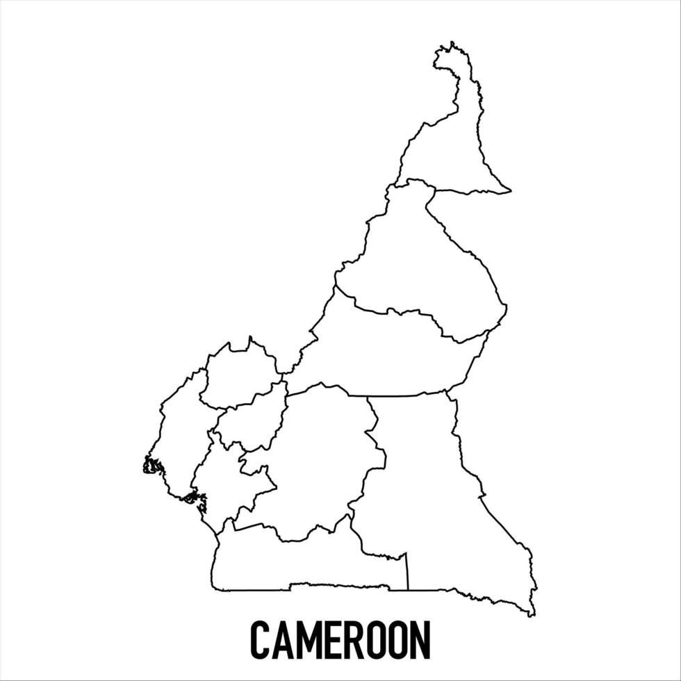 Cameroon - solid black outline border map of country area. Simple flat illustration vector