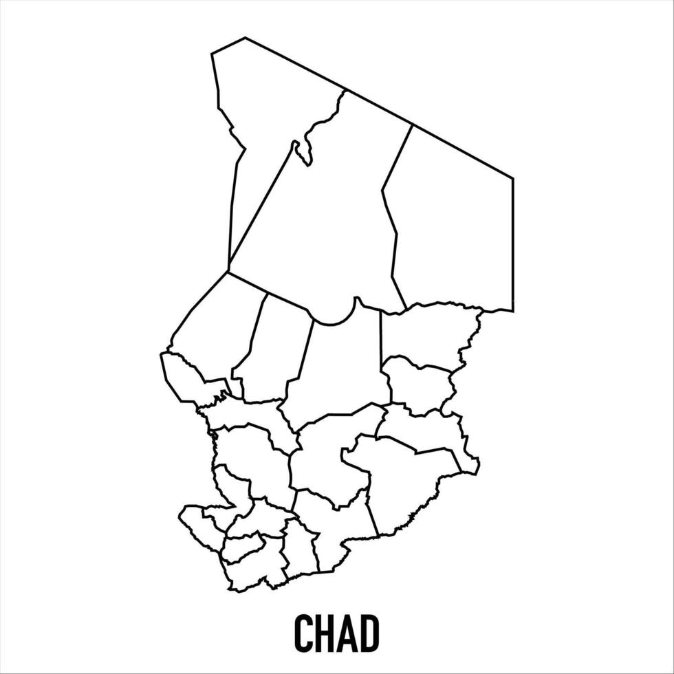 Chad - solid black outline border map of country area. Simple flat illustration vector