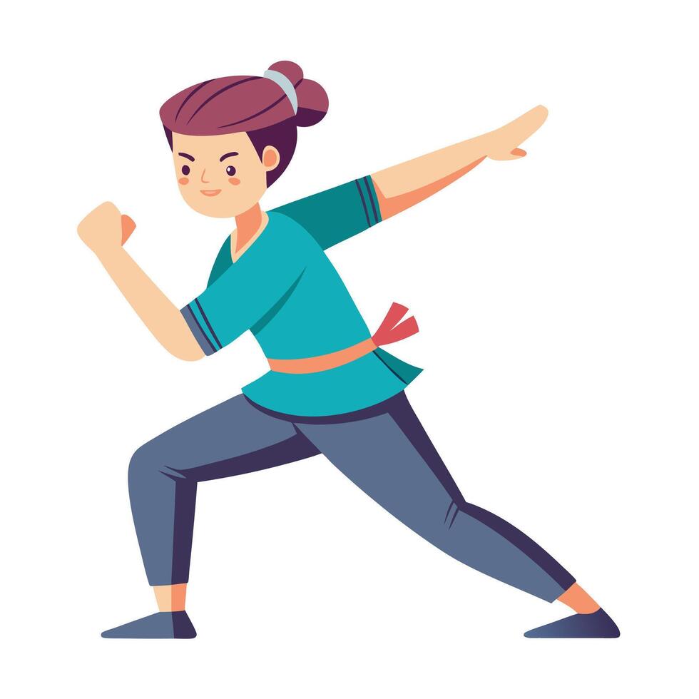 Modern Person Icon Practicing Self-Defense and Isolated Background vector
