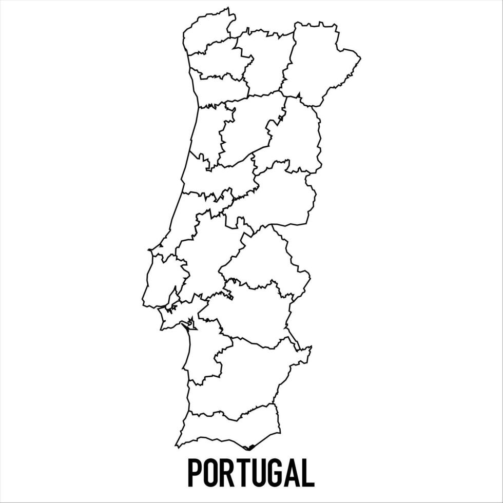 Portugal - solid black outline border map of country area. Simple flat illustration vector