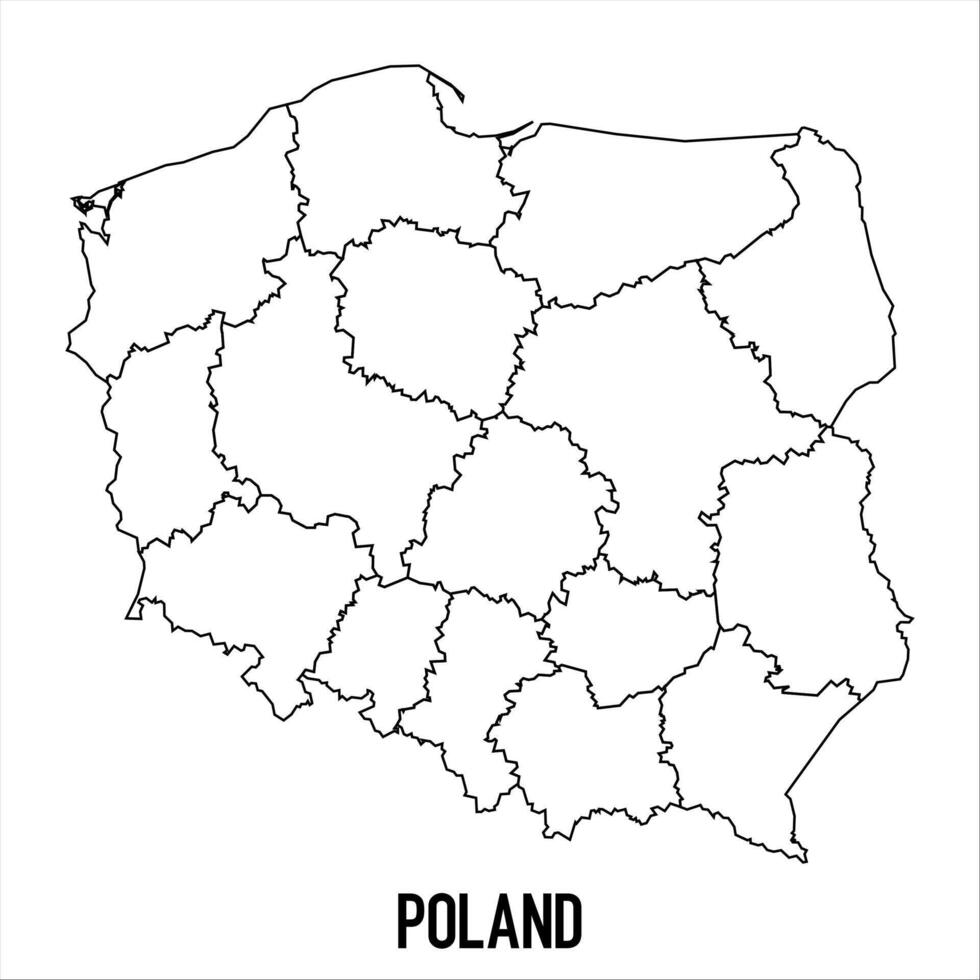 Poland - solid black outline border map of country area. Simple flat illustration vector