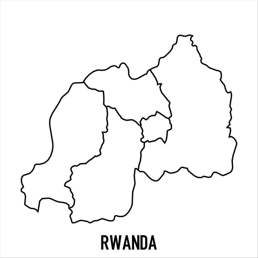 Rwanda - solid black outline border map of country area. Simple flat illustration vector