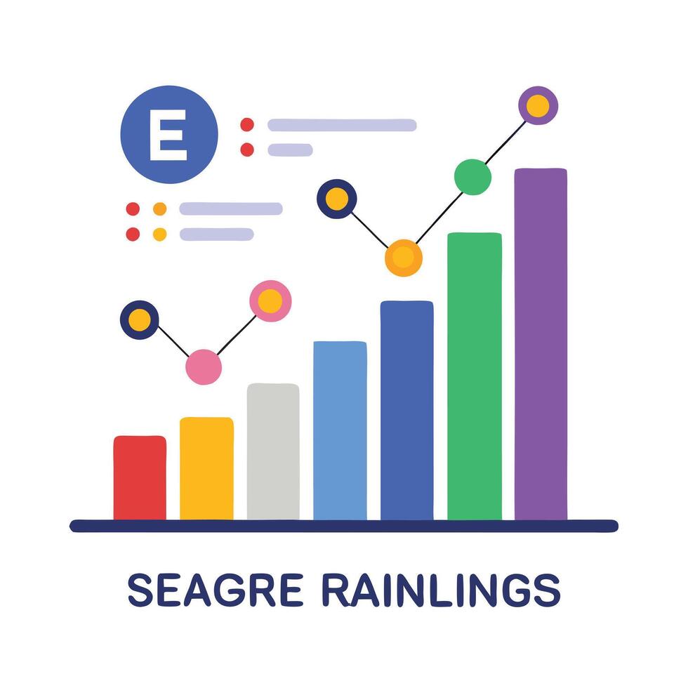 Modern Graph Icon with Search Engine Rankings and Isolated Background vector