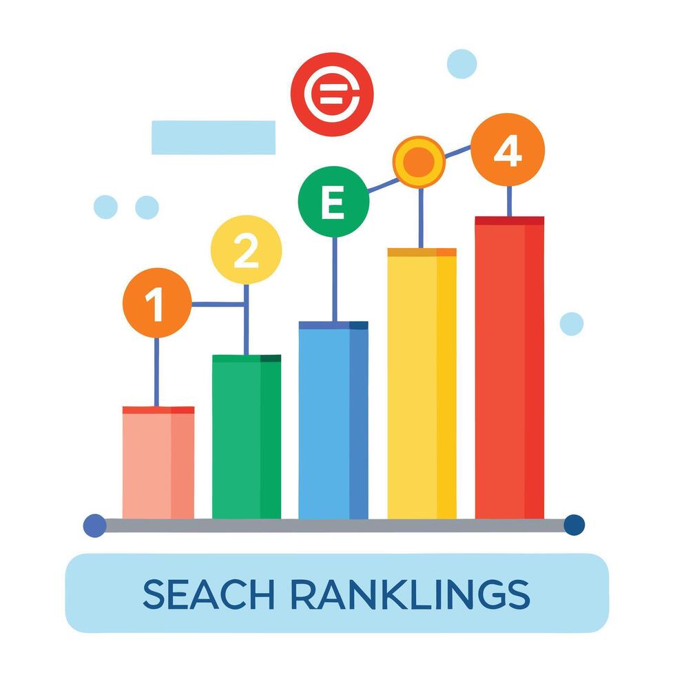 Graph Icon with Search Engine Rankings and Isolated Background vector