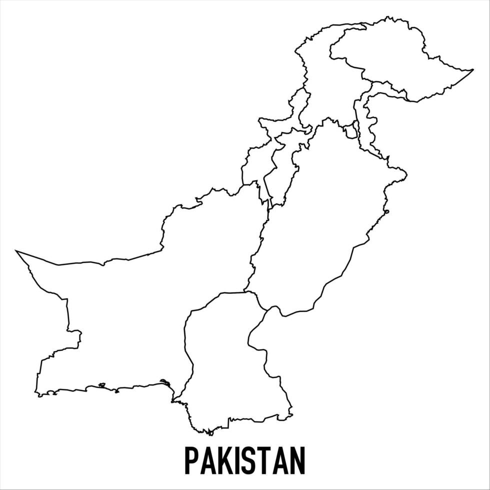 Pakistan - solid black outline border map of country area. Simple flat illustration vector