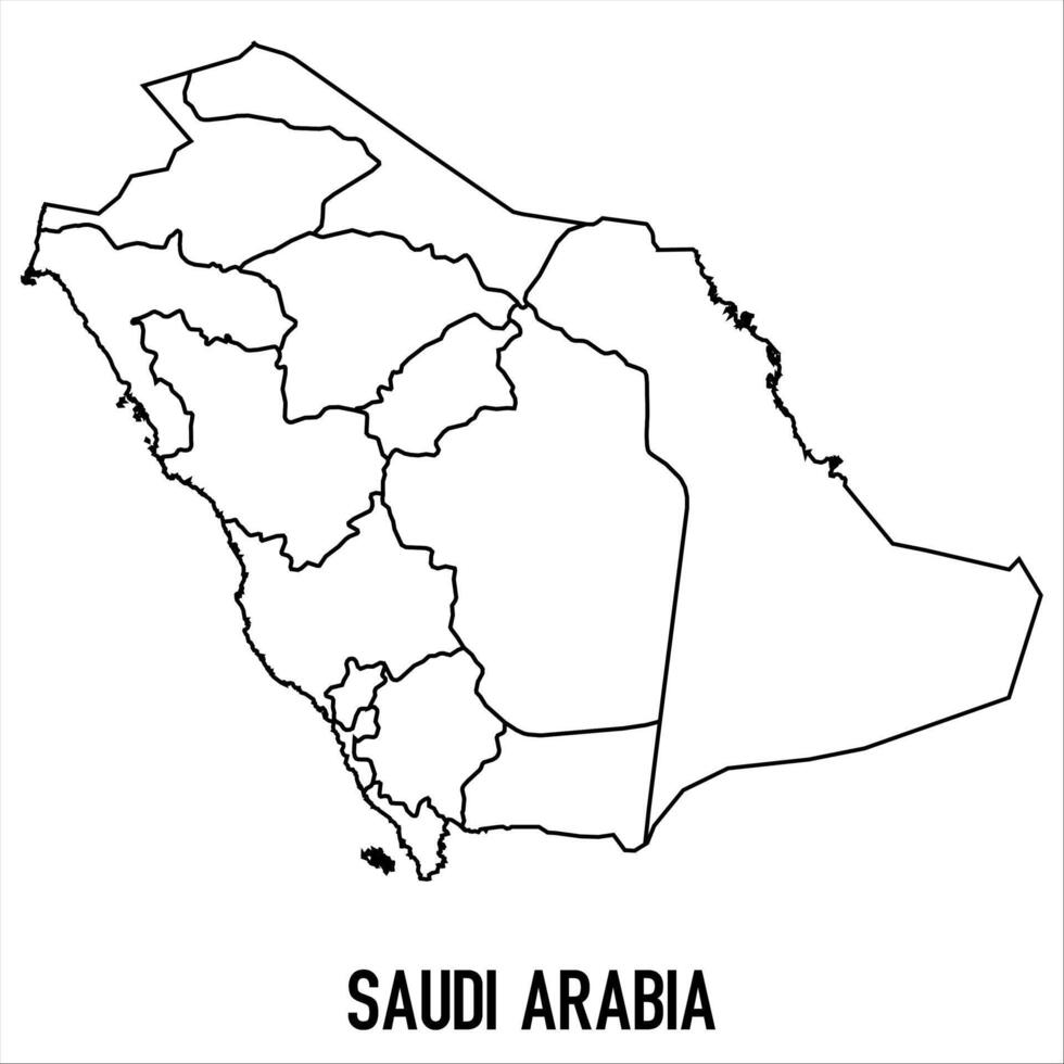 Saudi Arabia - solid black outline border map of country area. Simple flat illustration vector