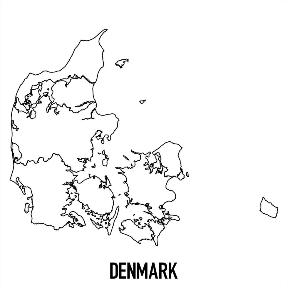 Denmark - solid black outline border map of country area. Simple flat illustration vector