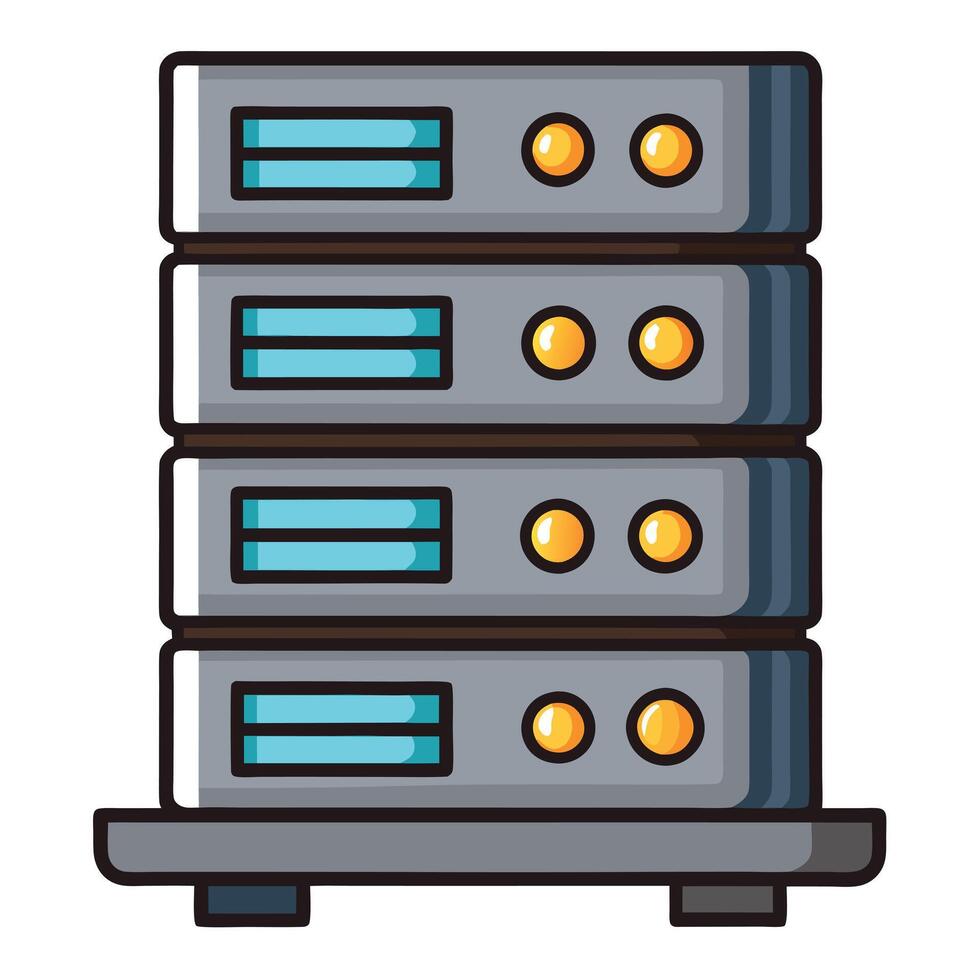 Server Rack Icon with Blinking Lights and Isolated Background vector