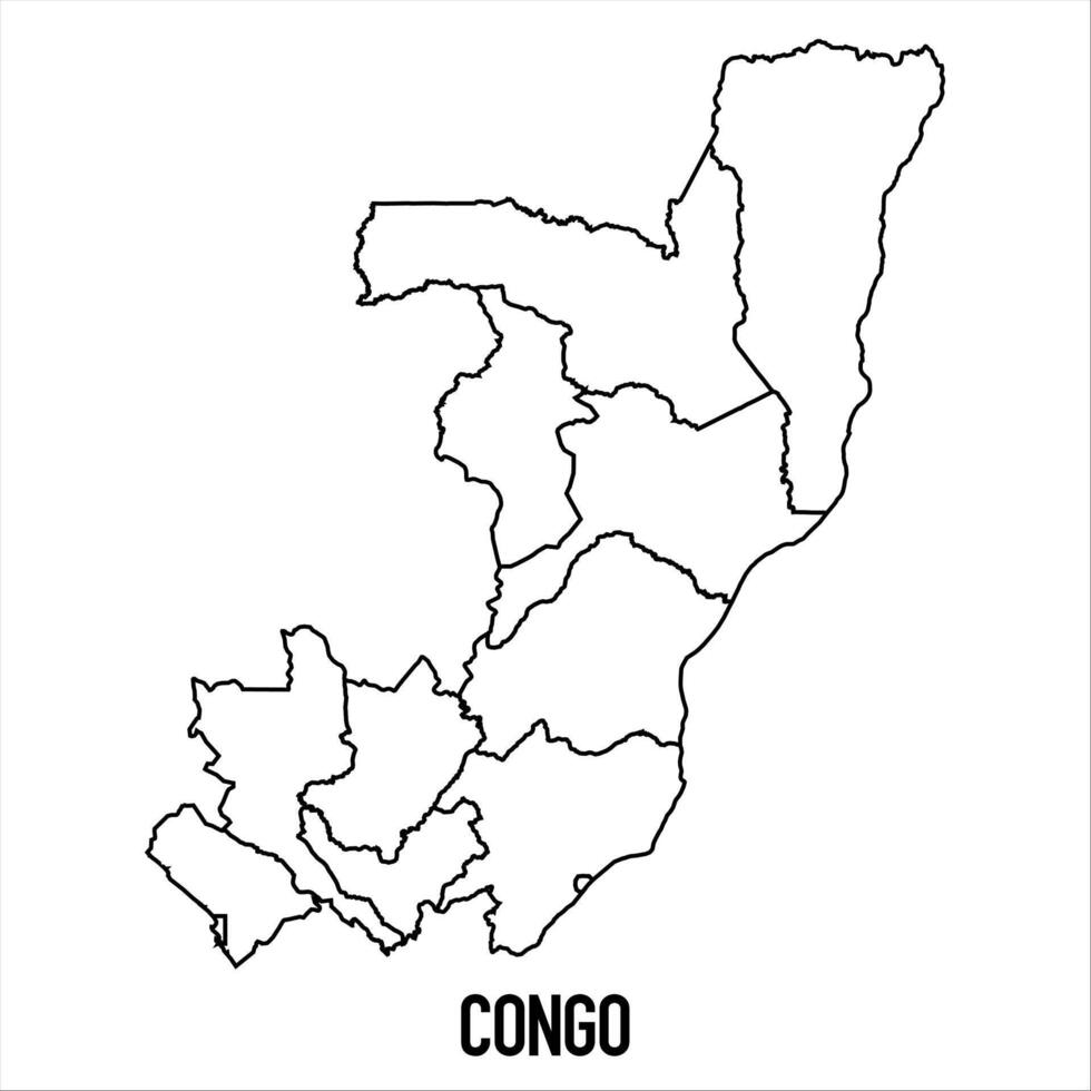 Congo - solid black outline border map of country area. Simple flat illustration vector