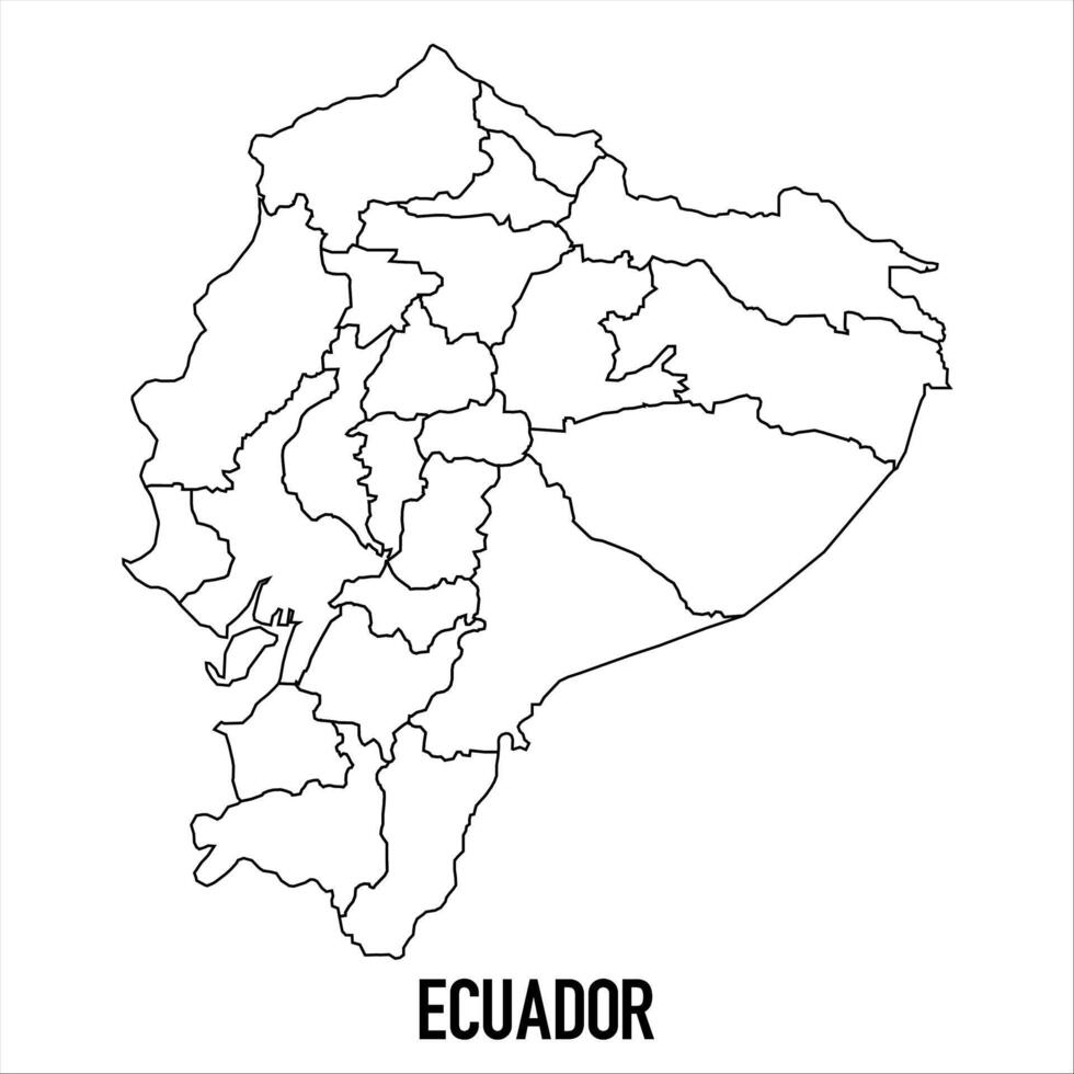 Ecuador - solid black outline border map of country area. Simple flat illustration vector