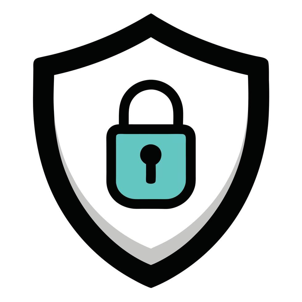 Modern Protective Shield Icon with a Lock and Isolated Background vector