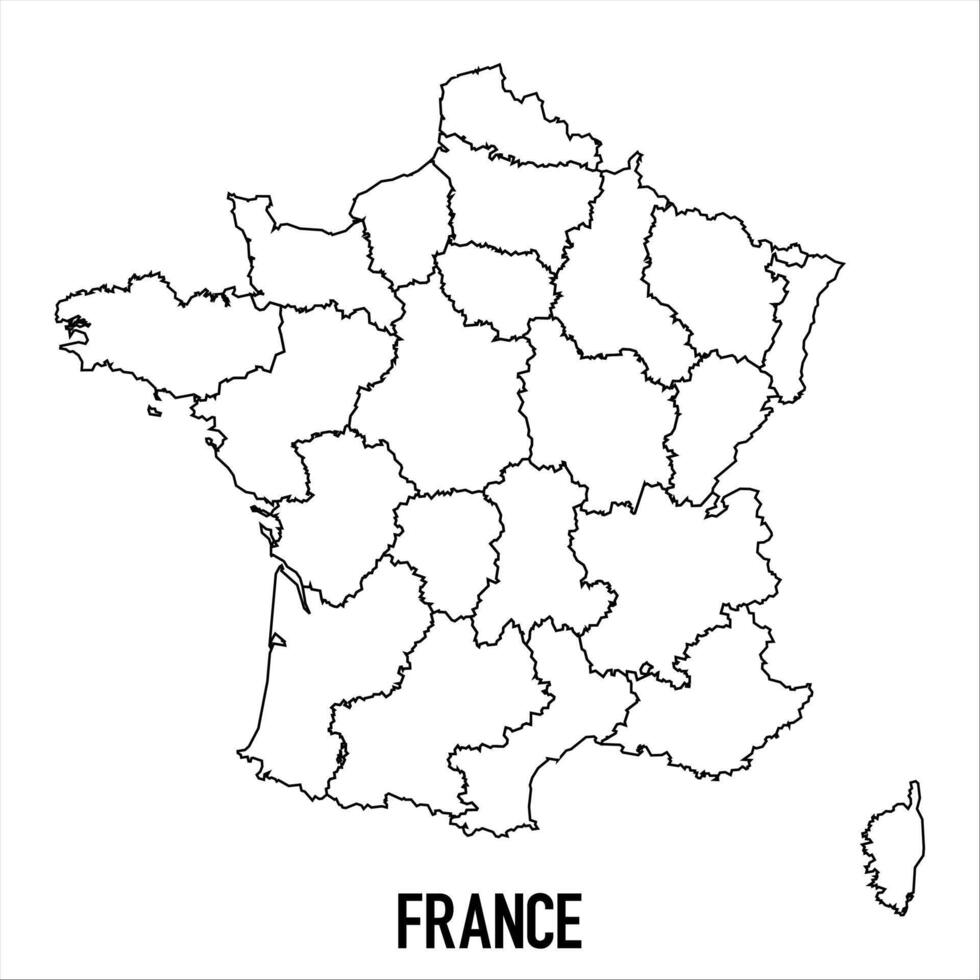France - solid black outline border map of country area. Simple flat illustration vector