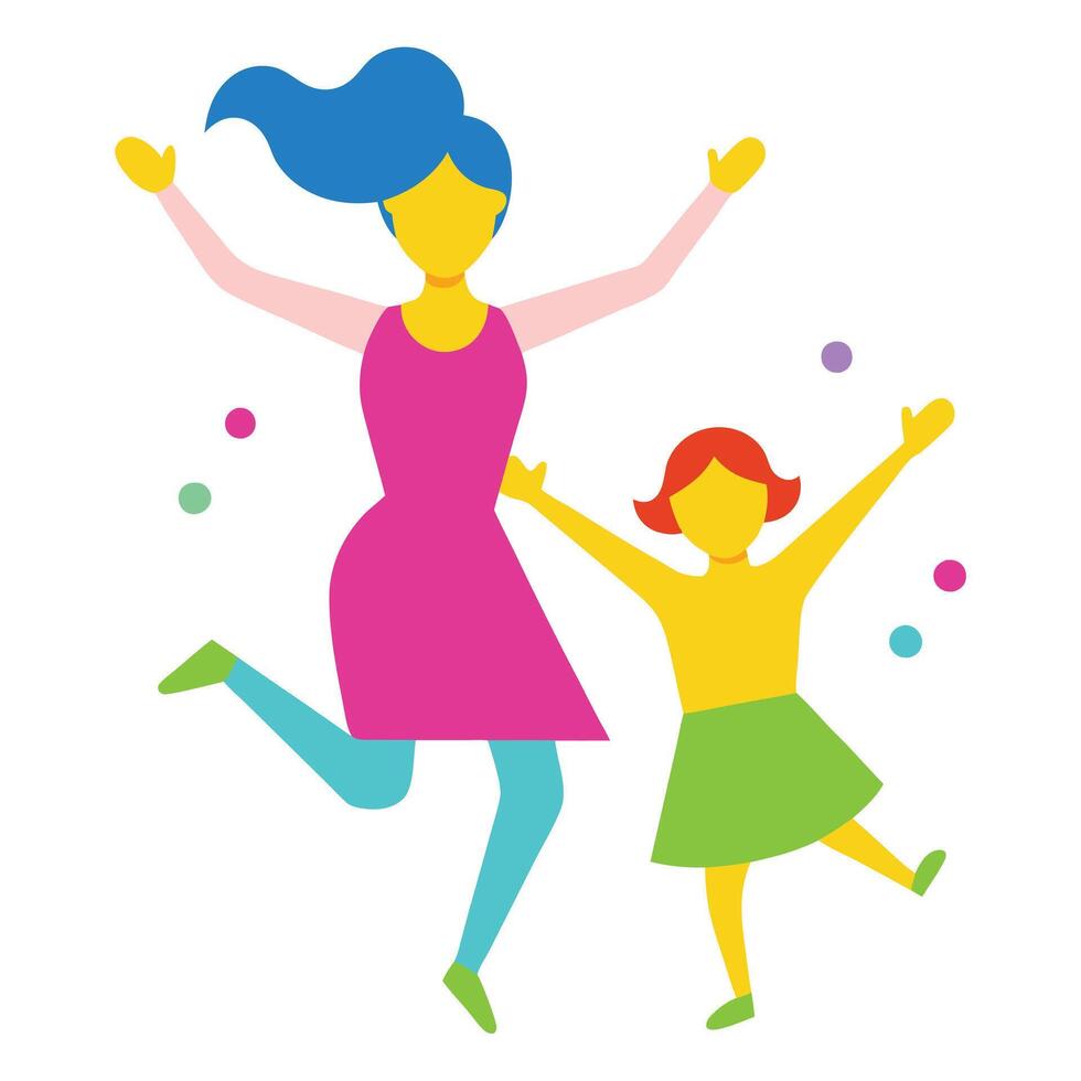 Joyful Mothers Day Illustration of a Mother and Child Celebrating with Laughter vector