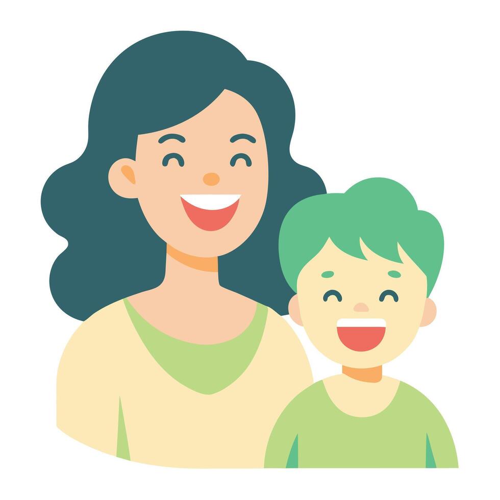 Cheerful Mothers Day Illustration of a Mother and Child Enjoying Life vector