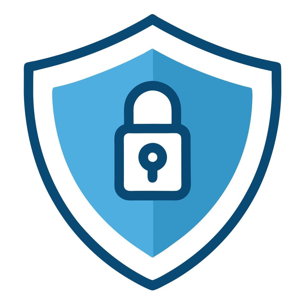Elegant Protective Shield Icon with a Lock and Isolated Background vector
